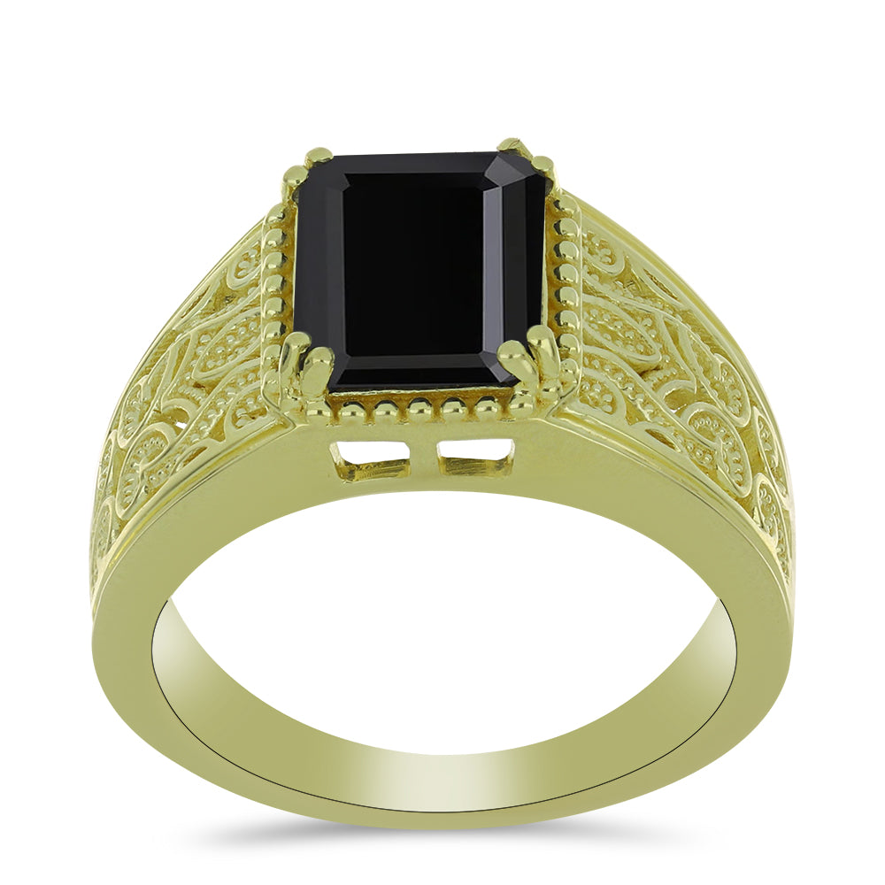 Goldplattierter Silberring mit schwarzem Spinell 3 