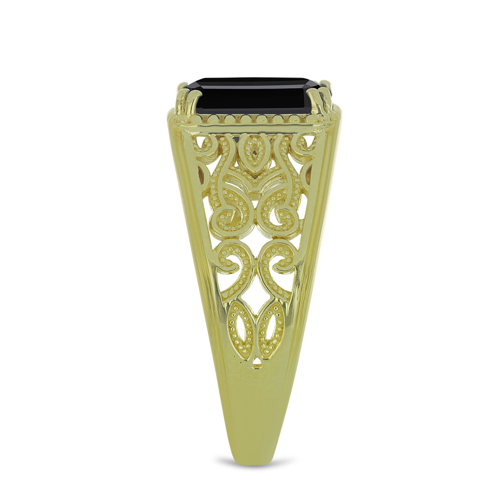 Goldplattierter Silberring mit schwarzem Spinell 4 