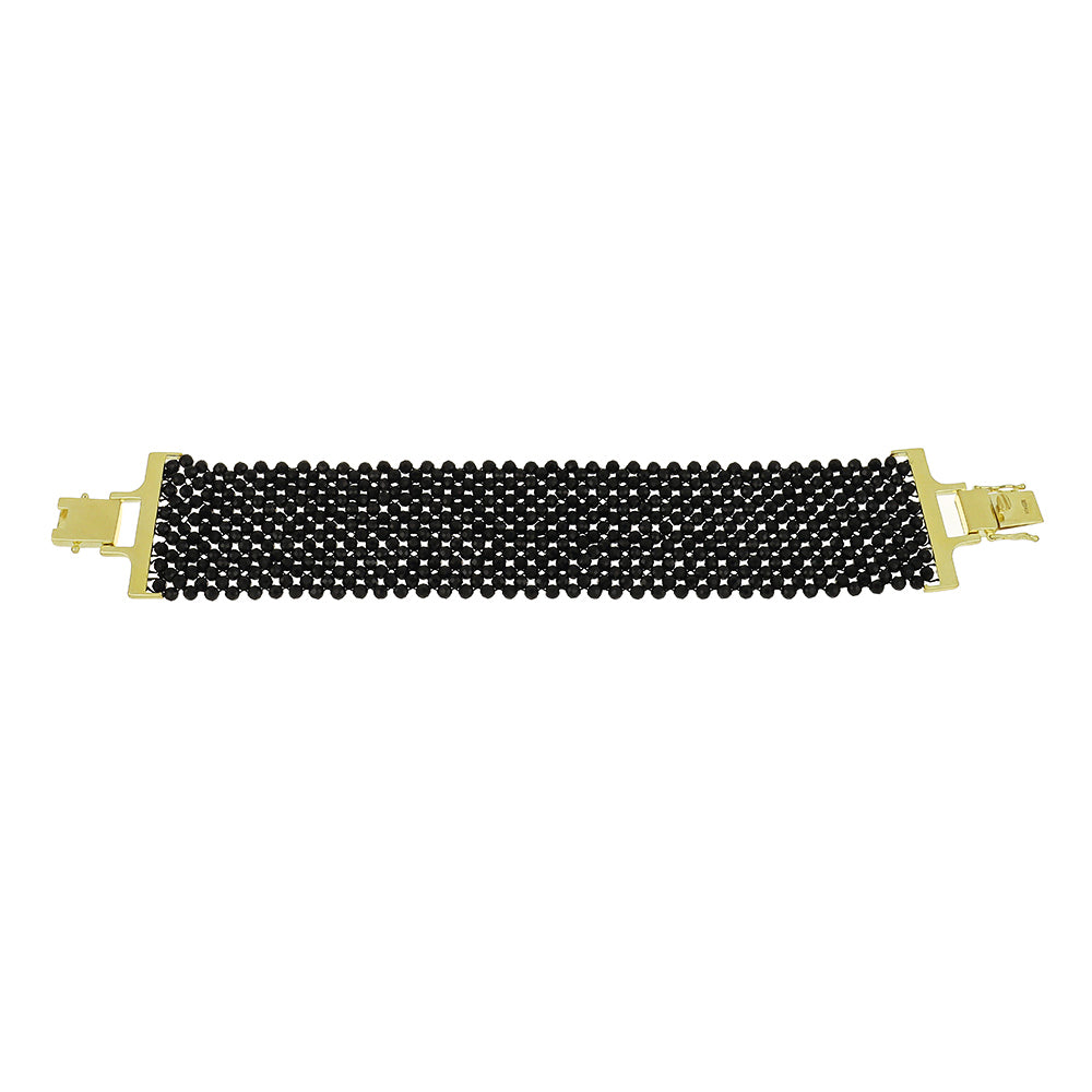 Goldplattiertes Silberarmband mit schwarzem Spinell