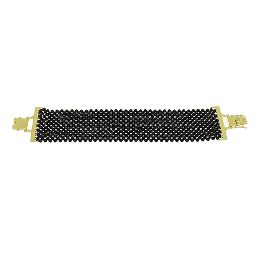 Goldplattiertes Silberarmband mit schwarzem Spinell