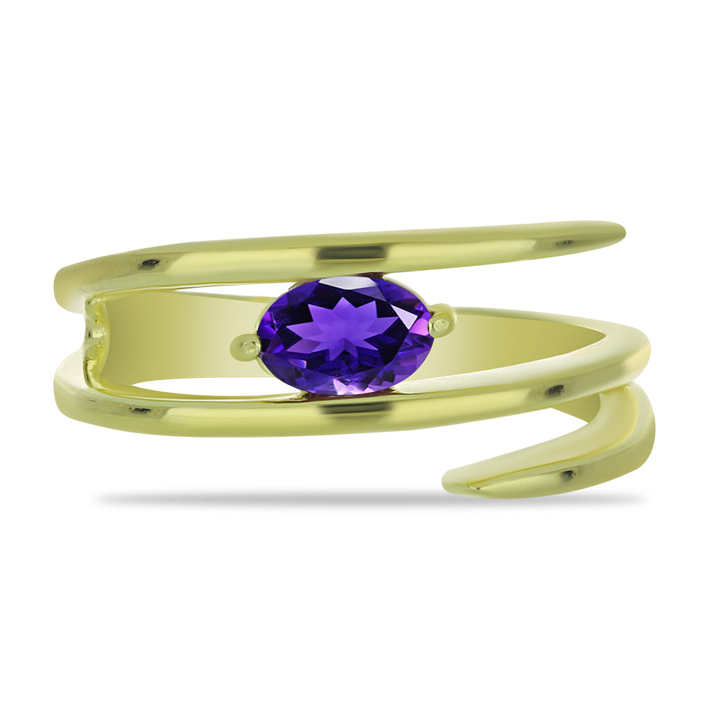 Goldplattierter Silberring mit marokkanischem Amethyst 1 