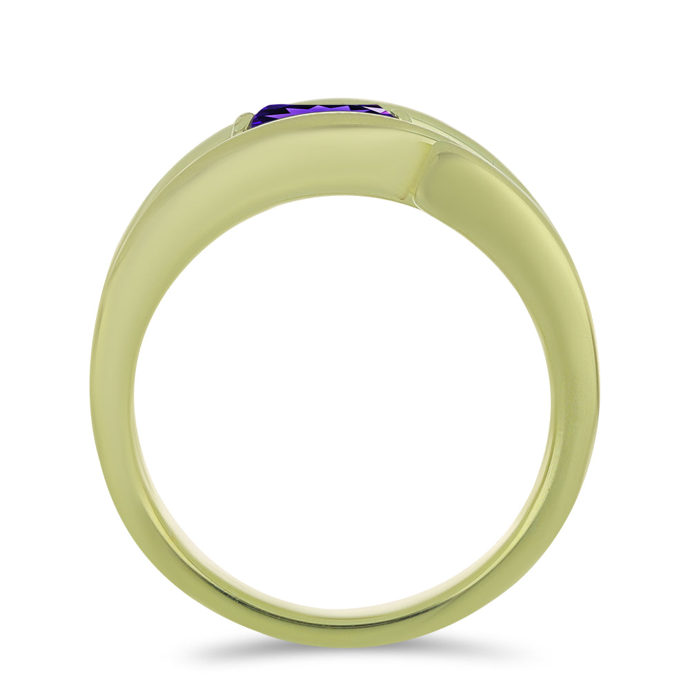 Goldplattierter Silberring mit marokkanischem Amethyst