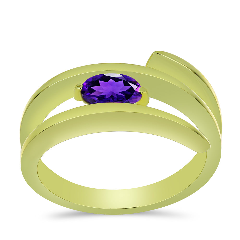 Goldplattierter Silberring mit marokkanischem Amethyst