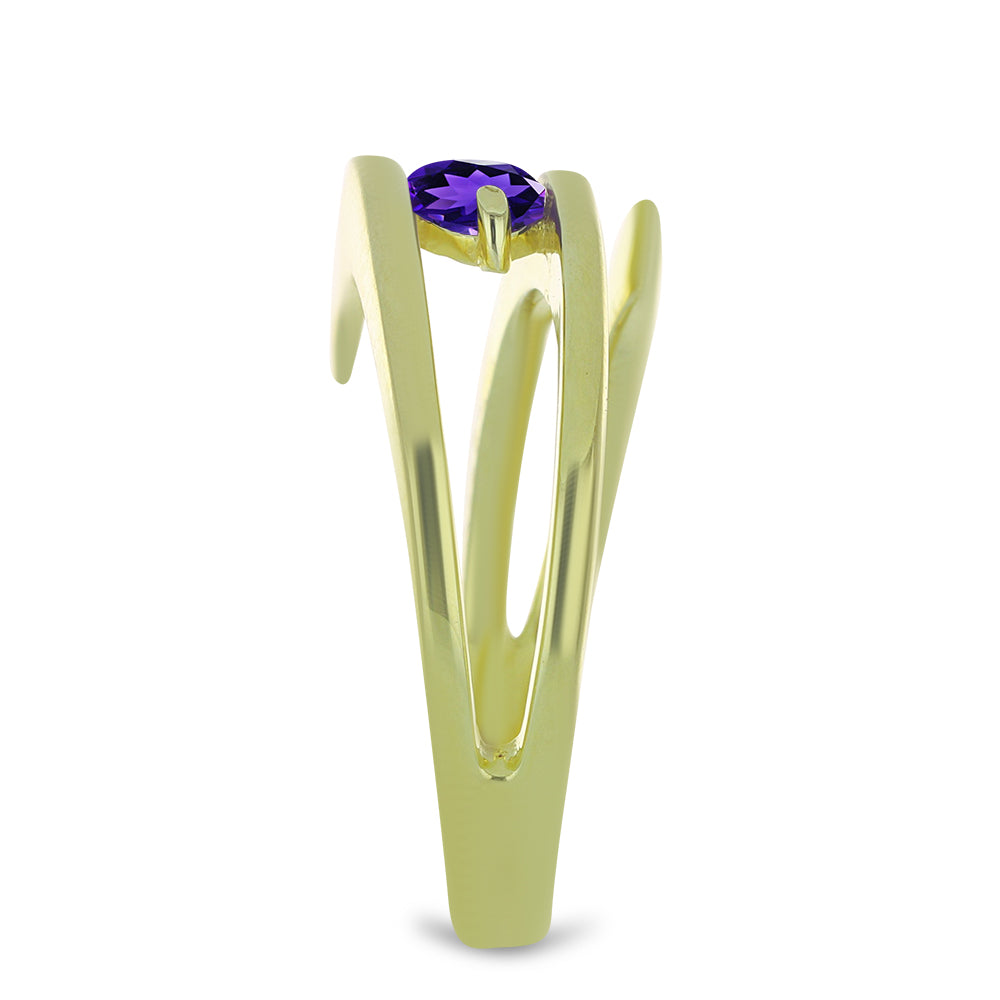 Goldplattierter Silberring mit marokkanischem Amethyst 4 