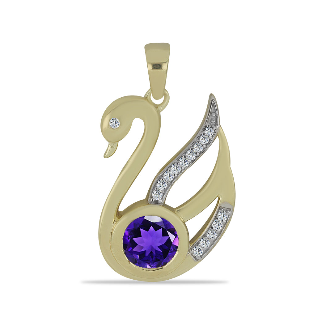 Goldplattierter Silberanhänger mit marokkanischem Amethyst und weißem Topas