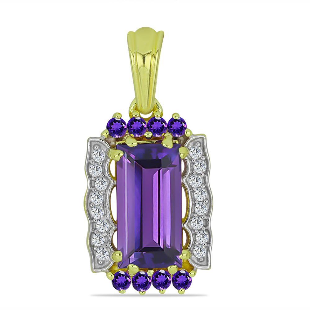 Goldplattierter Silberanhänger mit marokkanischem Amethyst und weißem Topas 1 