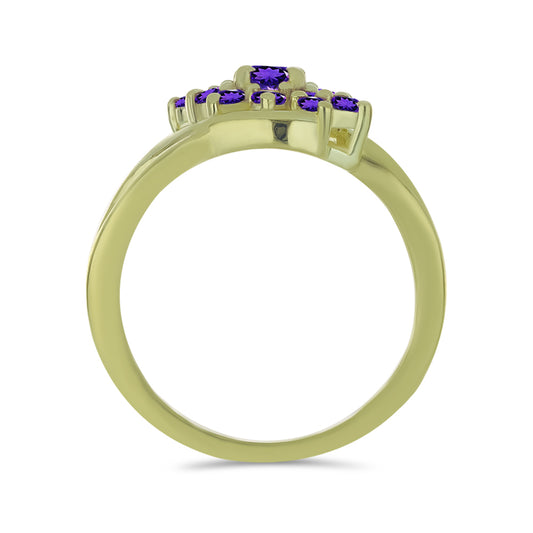 Goldplattierter Silberring mit marokkanischem Amethyst