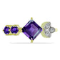 Goldplattierter Silberring mit marokkanischem Amethyst und weißem Topas