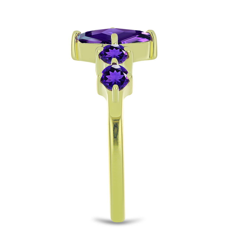 Goldplattierter Silberring mit marokkanischem Amethyst und weißem Topas 4 