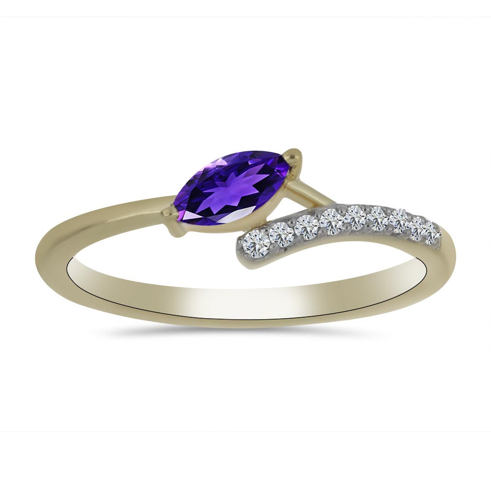 Goldplattierter Silberring mit marokkanischem Amethyst und weißem Topas 3 