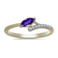 Goldplattierter Silberring mit marokkanischem Amethyst und weißem Topas