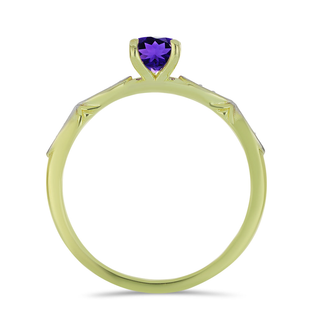 Goldplattierter Silberring mit marokkanischem Amethyst und weißem Topas 2 