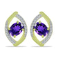 Goldplattierte Silberohrringe mit marokkanischem Amethyst und weißem Topas