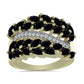 Goldplattierter Silberring mit schwarzem Spinell und weißem Topas