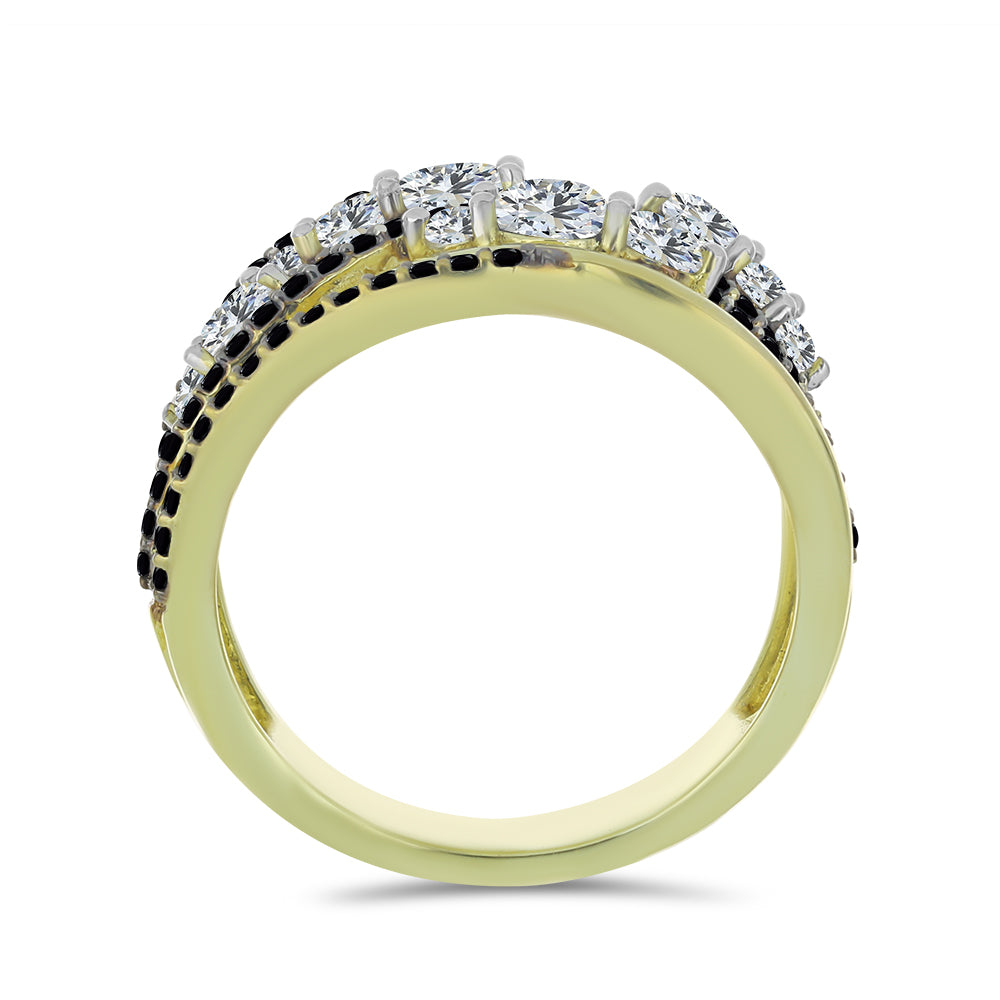 Goldplattierter Silberring mit schwarzem Spinell und weißem Topas 3 