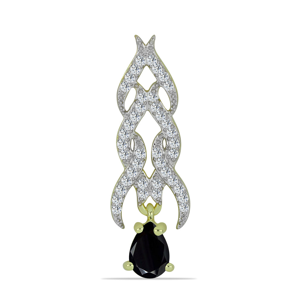 Goldplattierter Silberanhänger mit schwarzem Spinell und weißem Topas 1 