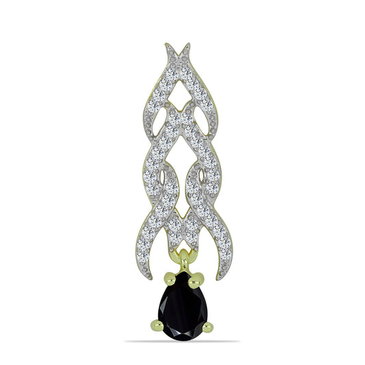 Goldplattierter Silberanhänger mit schwarzem Spinell und weißem Topas