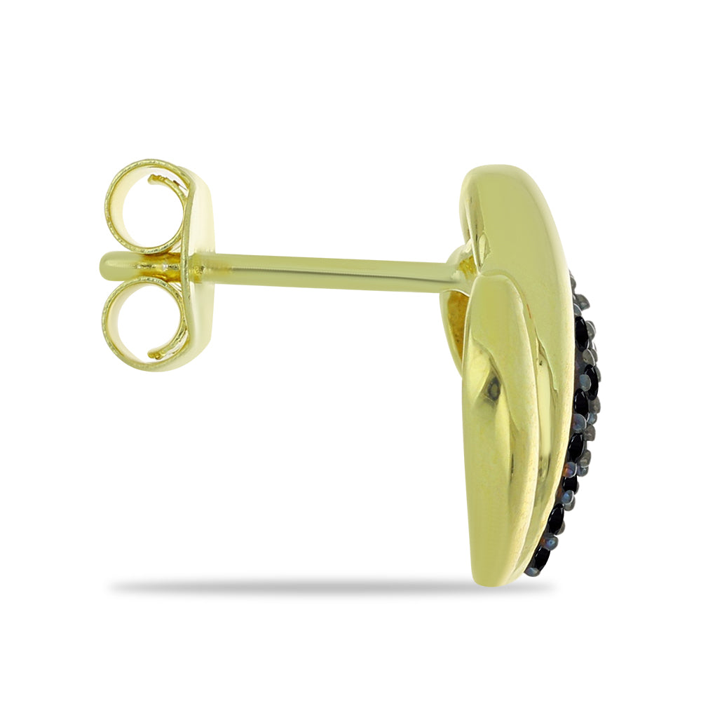 Goldplattierte Silberohrringe mit schwarzem Spinell 2 