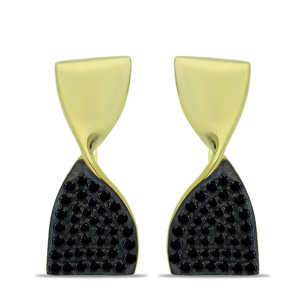 Goldplattierte Silberohrringe mit schwarzem Spinell 1 