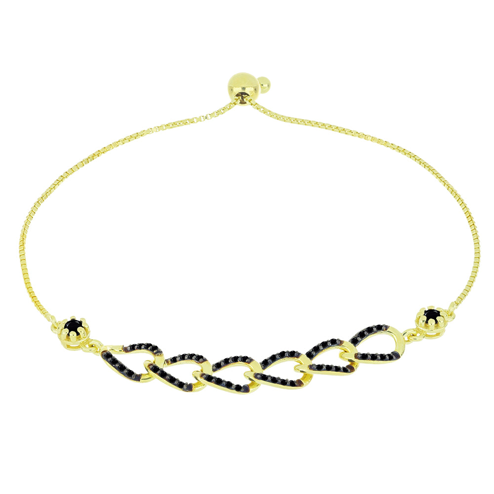Goldplattiertes Silberarmband mit schwarzem Spinell 1 