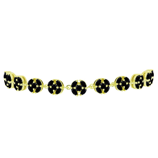 Goldplattiertes Silberarmband mit schwarzem Spinell