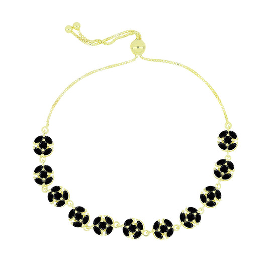 Goldplattiertes Silberarmband mit schwarzem Spinell
