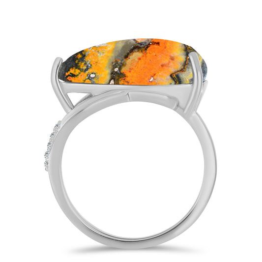 Silberring mit Hummeljaspis und weißem Topas