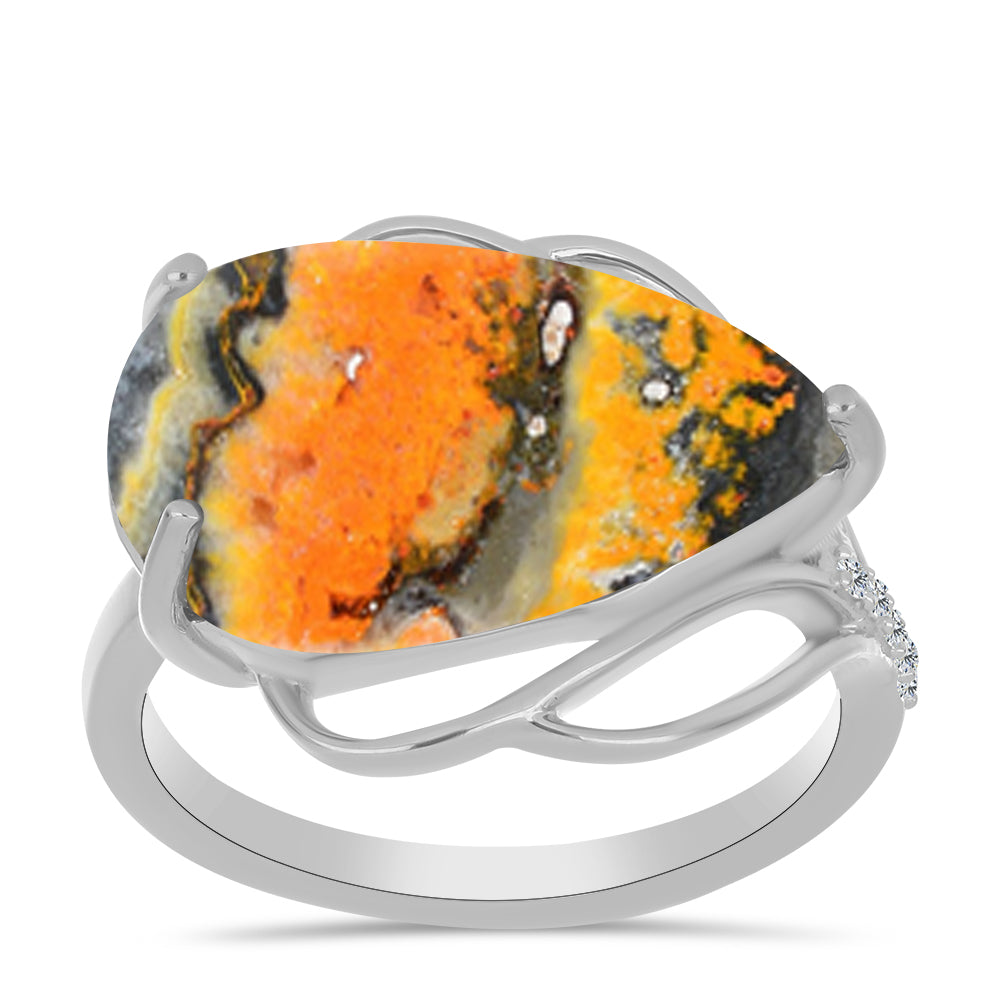 Silberring mit Hummeljaspis und weißem Topas