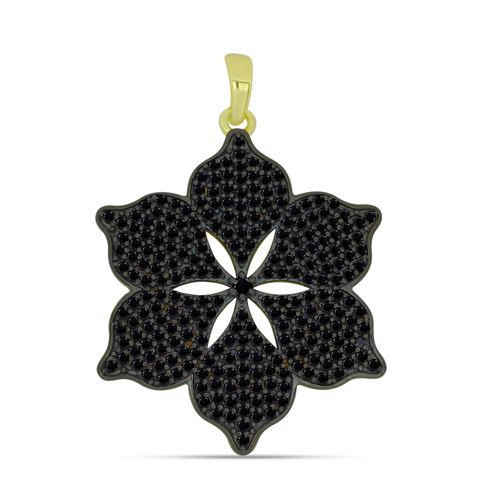 Goldplattierter Silberanhänger mit schwarzem Spinell 1 