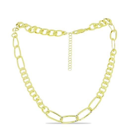 Goldplattierte Silberhalskette mit weißem Diamant