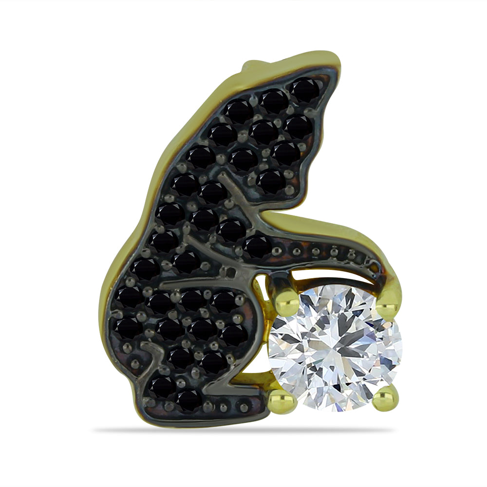 Goldplattierter Silberanhänger mit schwarzem Spinell und weißem Topas