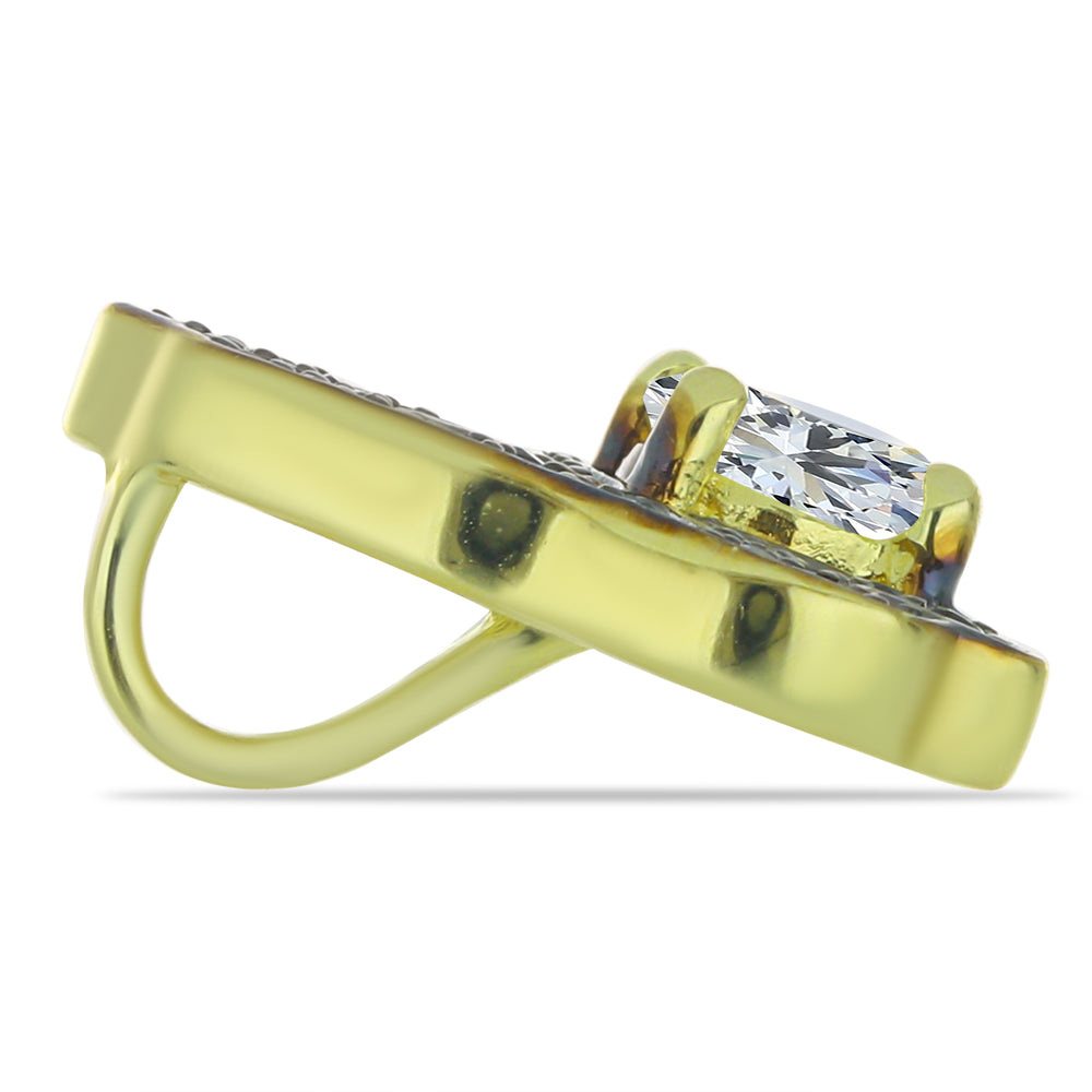 Goldplattierter Silberanhänger mit schwarzem Spinell und weißem Topas 2 