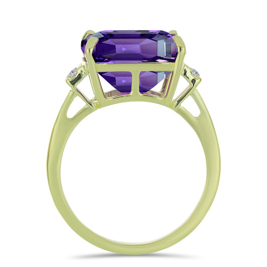 Goldplattierter Silberring mit marokkanischem Amethyst und weißem Topas