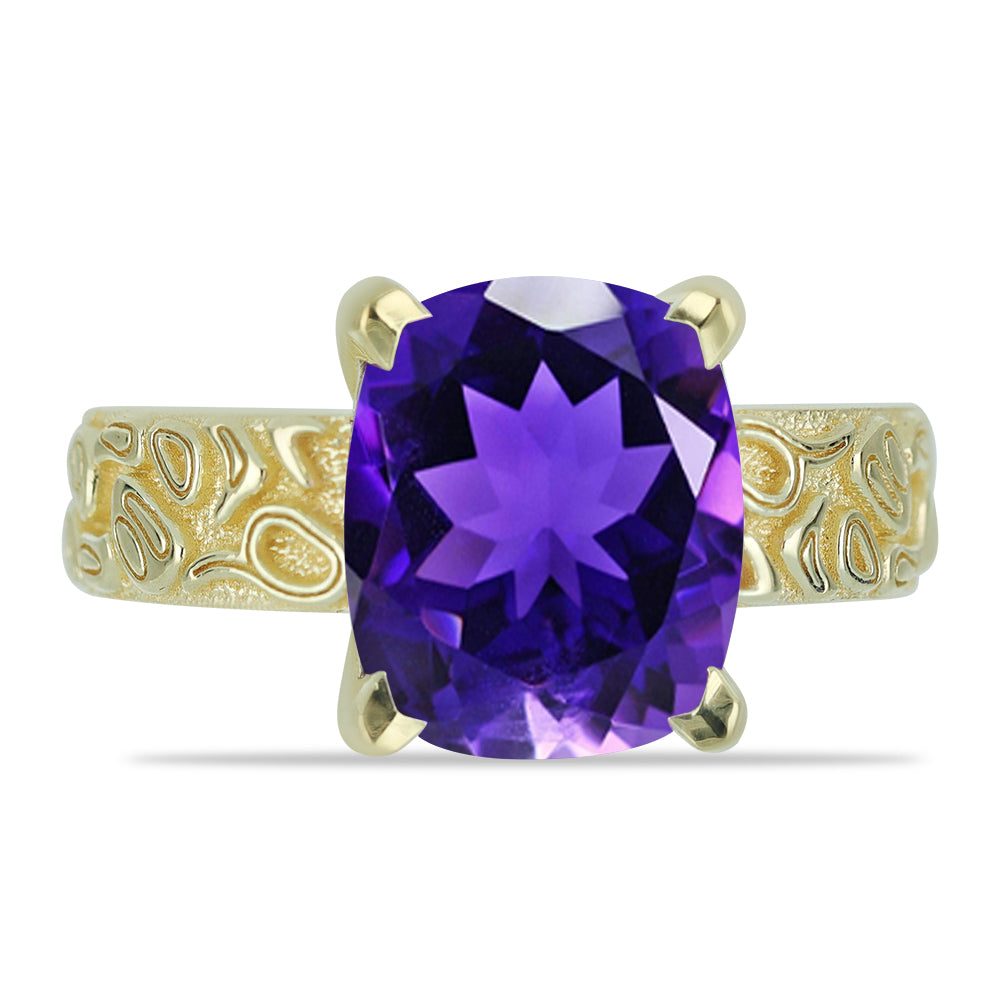 Goldplattierter Silberring mit marokkanischem Amethyst