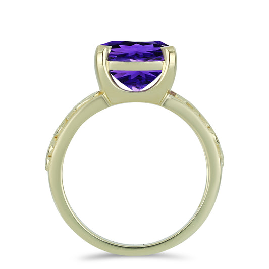 Goldplattierter Silberring mit marokkanischem Amethyst