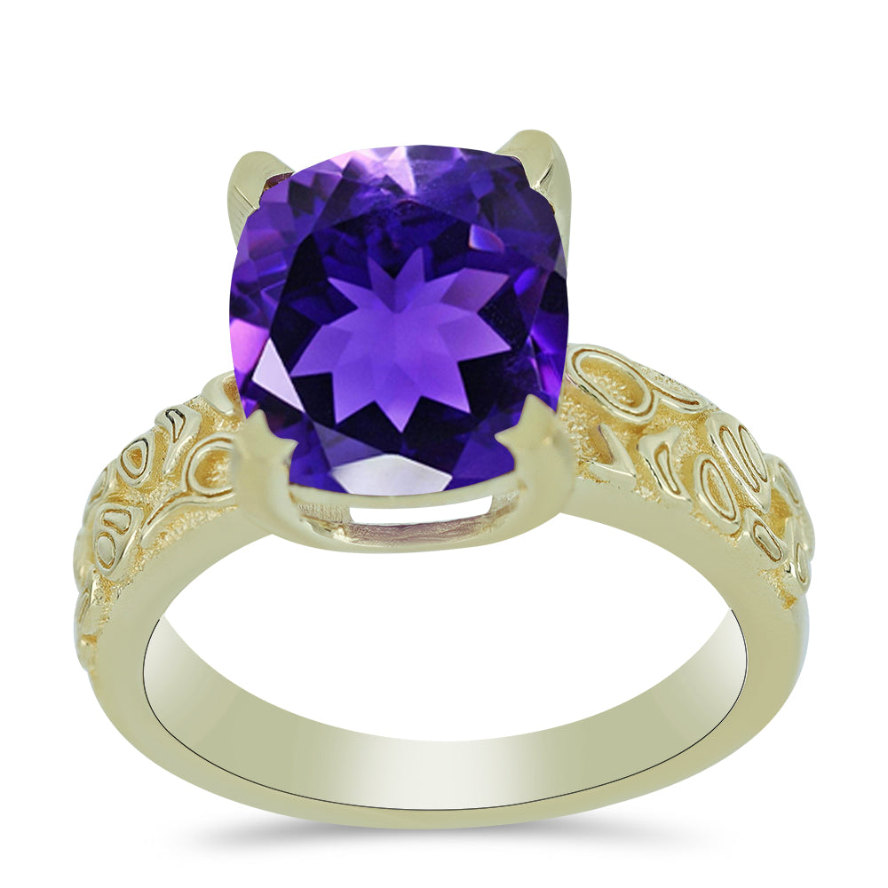 Goldplattierter Silberring mit marokkanischem Amethyst 3 