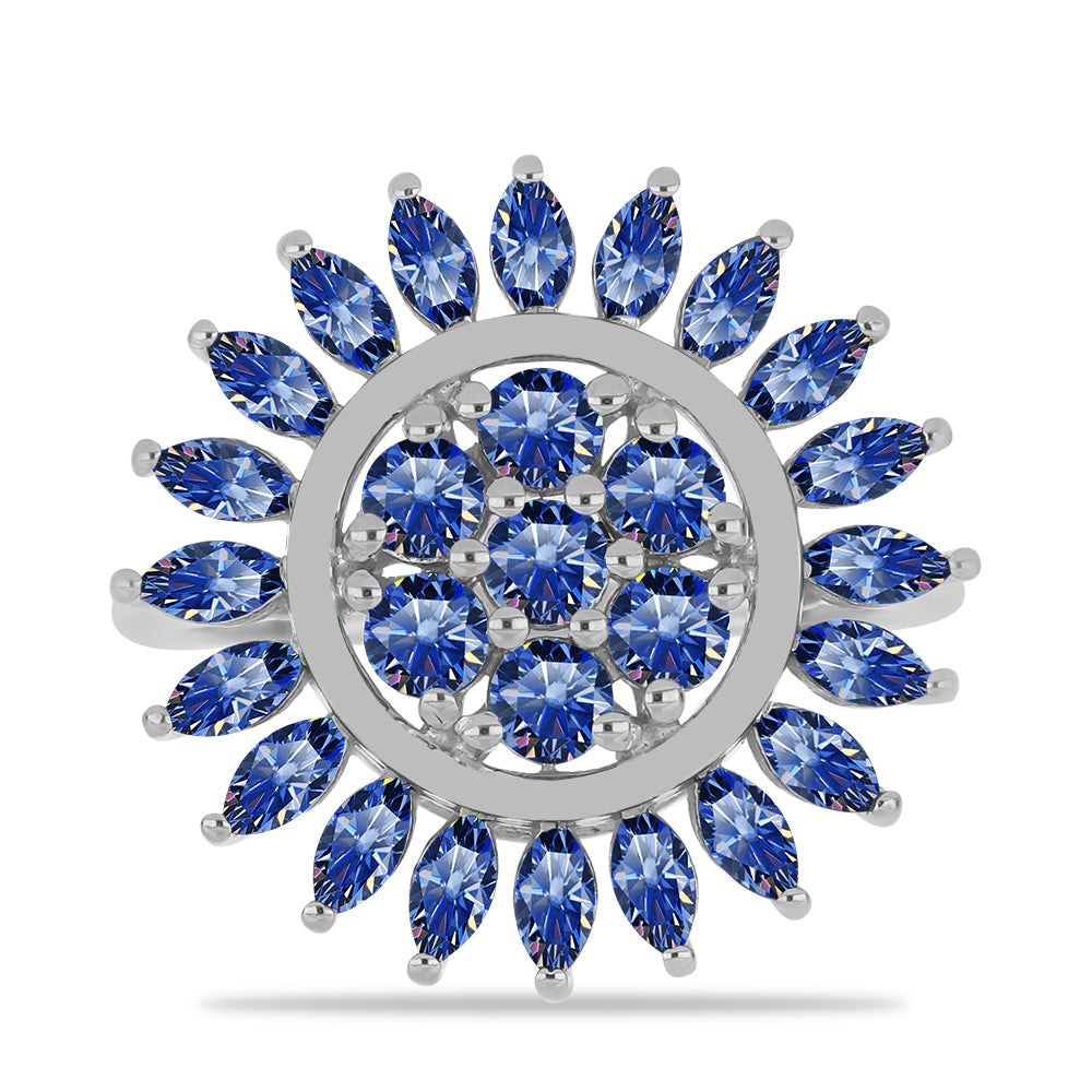 Silberring mit zertifiziertem laborgezüchteten königsblauem Moissanit 1 