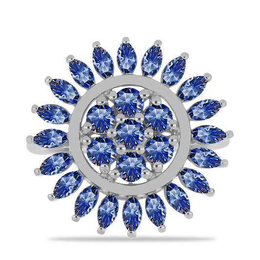 Silberring mit zertifiziertem laborgezüchteten königsblauem Moissanit