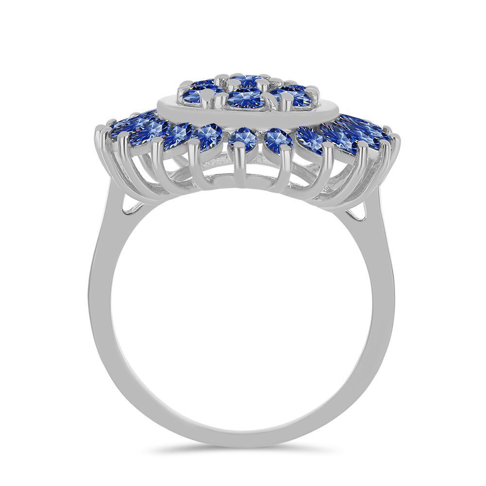 Silberring mit zertifiziertem laborgezüchteten königsblauem Moissanit 2 