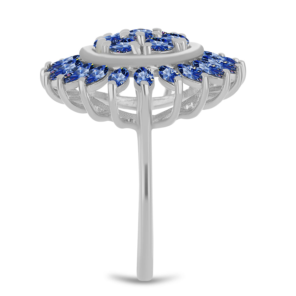 Silberring mit zertifiziertem laborgezüchteten königsblauem Moissanit