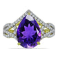 Goldplattierter Silberring mit marokkanischem Amethyst und weißem Topas