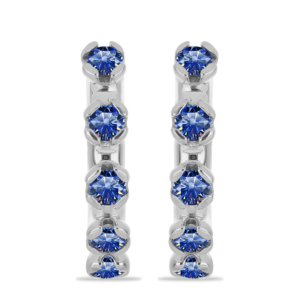 Silberohrringe mit zertifiziertem laborgezüchteten königsblauem Moissanit