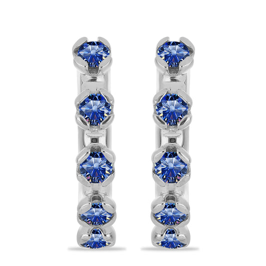 Silberohrringe mit zertifiziertem laborgezüchteten königsblauem Moissanit