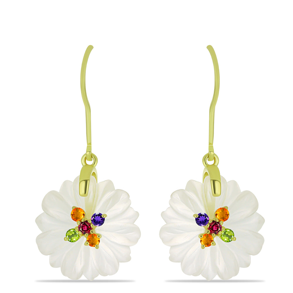 Goldplattierte Silberohrringe mit weißem Achat und marokkanischem Amethyst 1 