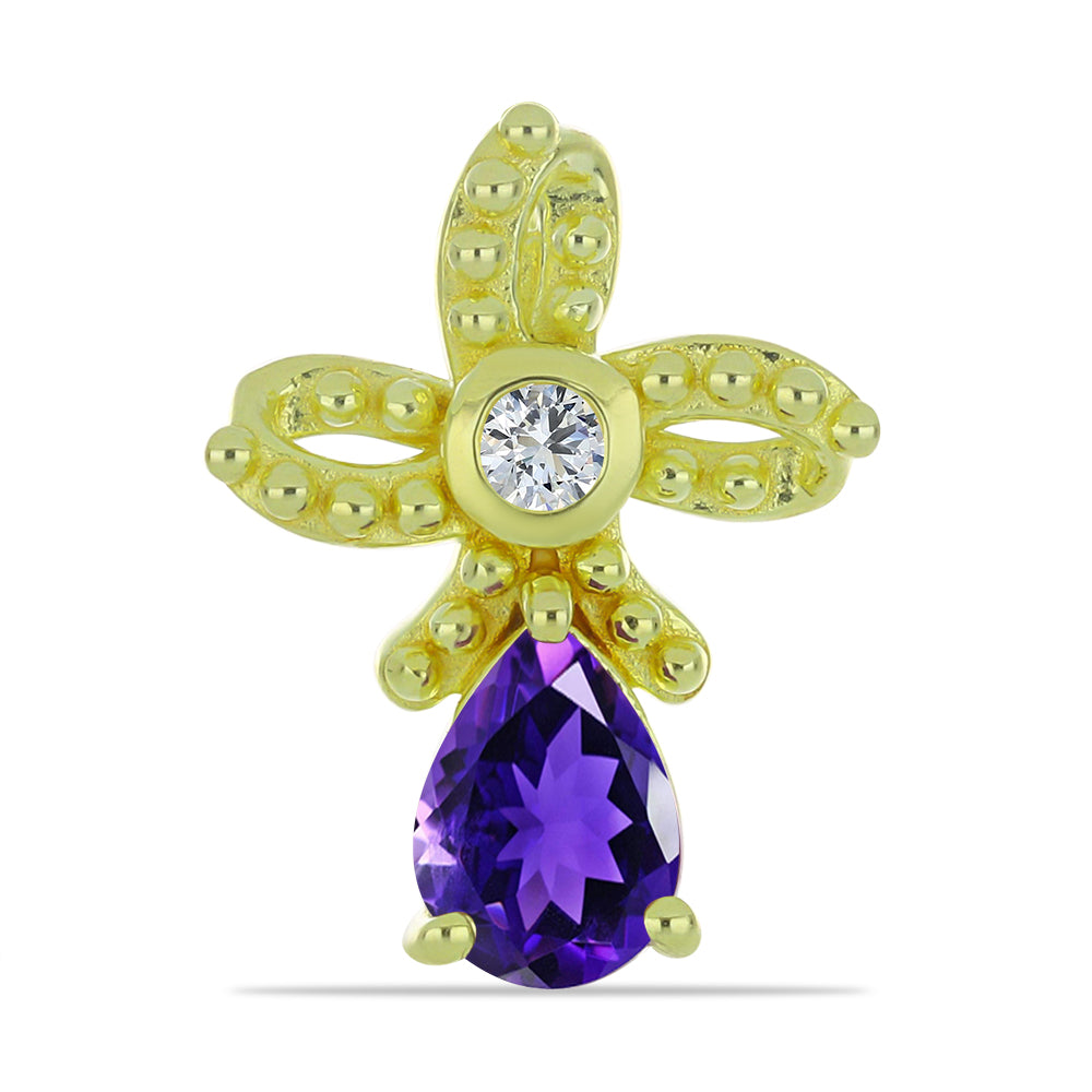 Goldplattierte Silberohrringe mit marokkanischem Amethyst und weißem Topas 1 