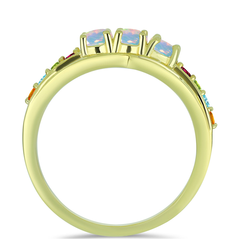 Goldplattierter Silberring mit Welo-Opal und Chakra Turmalin 2 