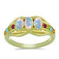Goldplattierter Silberring mit Welo-Opal und Chakra Turmalin
