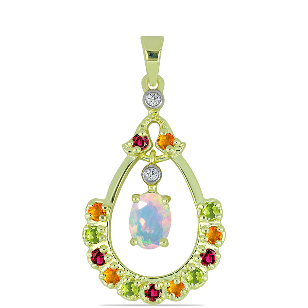 Goldplattierter Silberanhänger mit Welo-Opal und Chakra Turmalin 1 