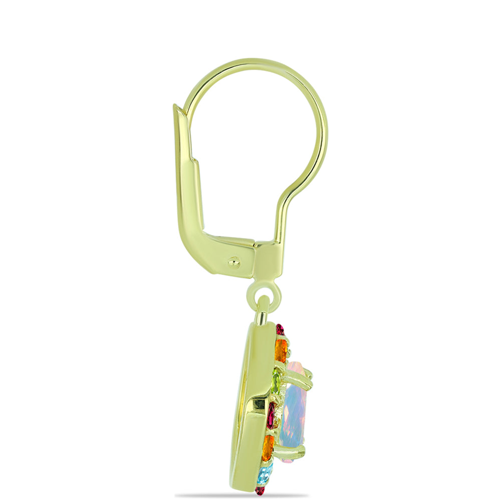 Goldplattierte Silberohrringe mit Welo-Opal und Chakra Turmalin