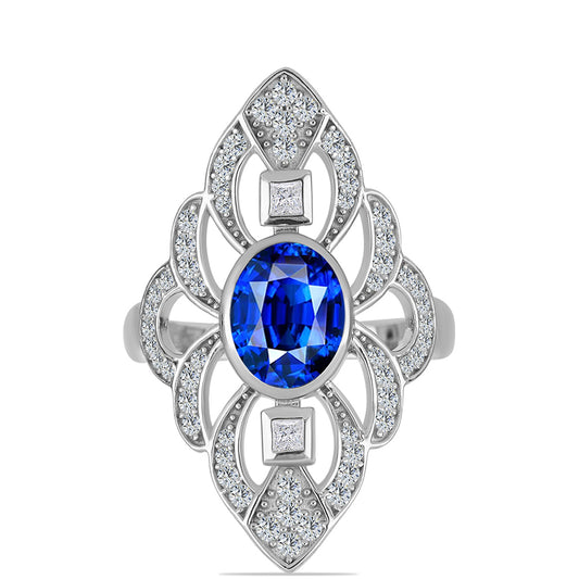 Silberring mit australischem blauem Saphir und weißem Topas